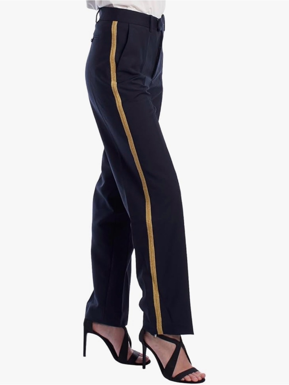 Zadig Voltaire Peter Tailleur Militaire Pants Navy Gold Stripe Tailor Trousers